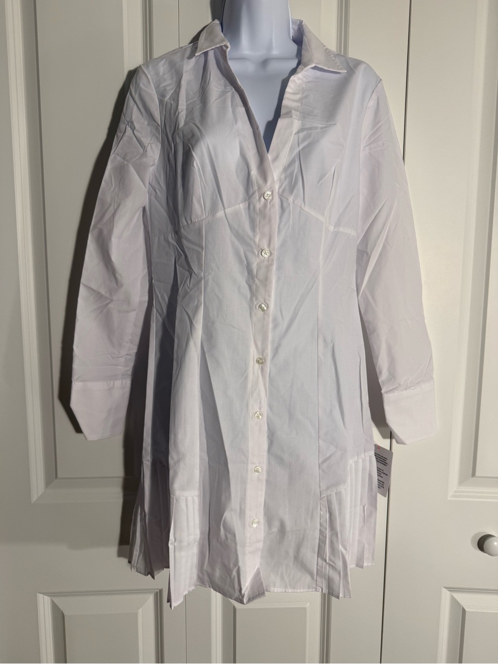 ASOS White Long Sleeve Button Mini Dress
